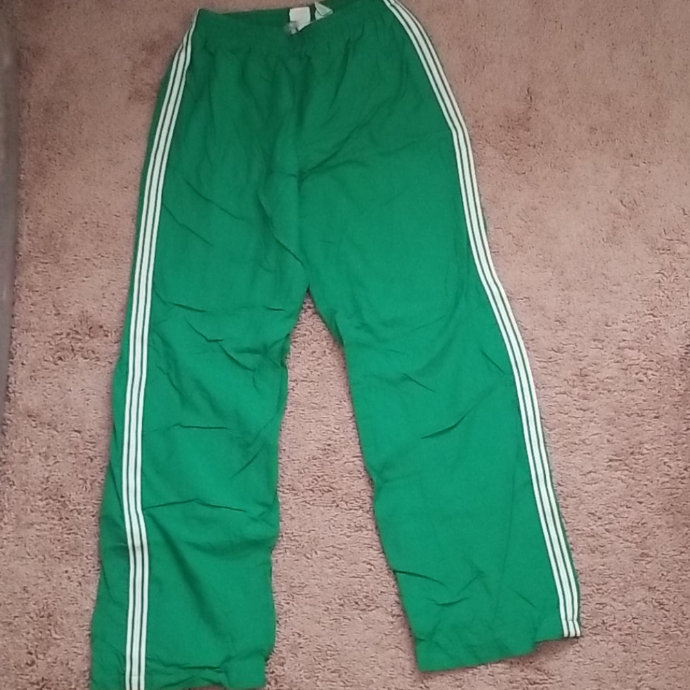 Juniors green stripped track pants